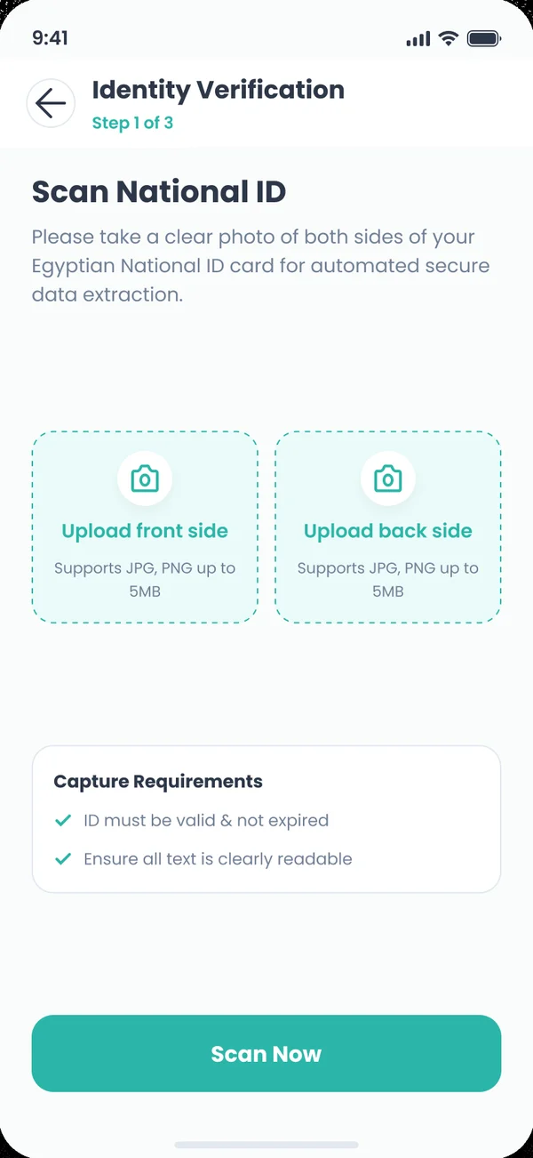 Customer app: scan national ID